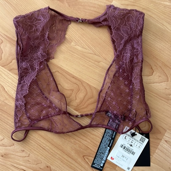 😵2 FOR 25$🥰 NWT Zara Dotted Mesh lace Bralette Lilac - Picture 2 of 4
